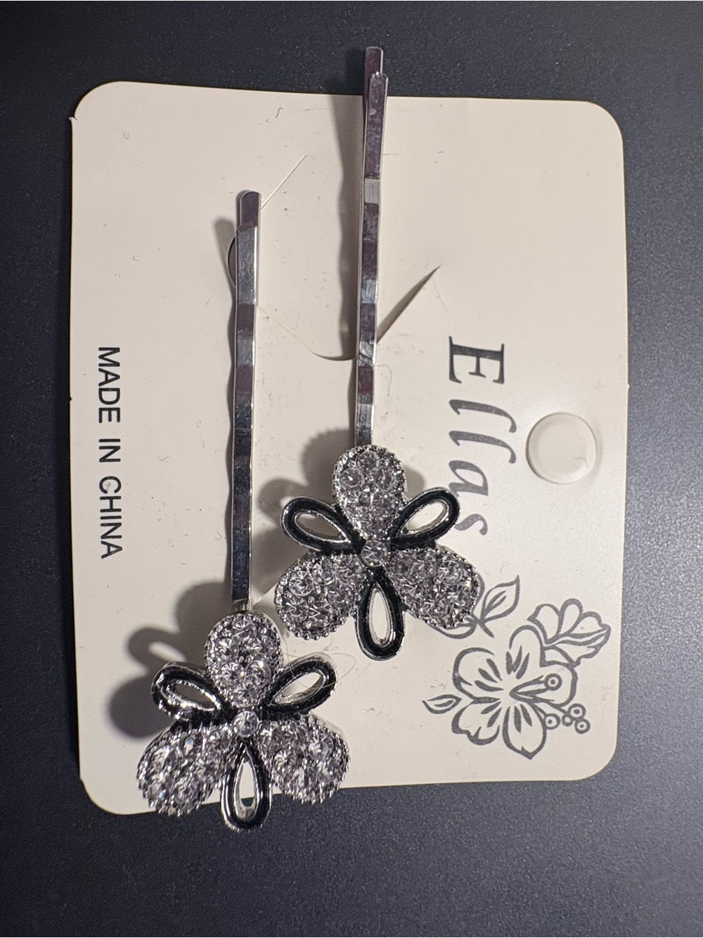 Ella Silver Floral Crystal Bobby Pins - Sparkling Flower Set